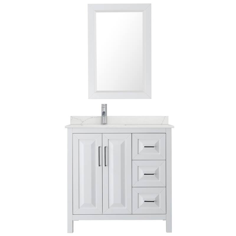 Daria 36-inch Single Vanity, Single Hole Quartz Top, 24-inch Mirror