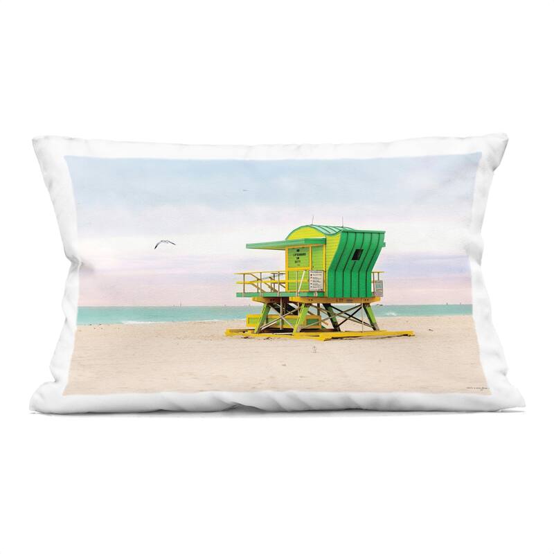 Stupell Lime Green Lifeguard Hut Decorative Printed Throw Pillow Design by Seven Trees Design - Accent - Polyester - Green - Single