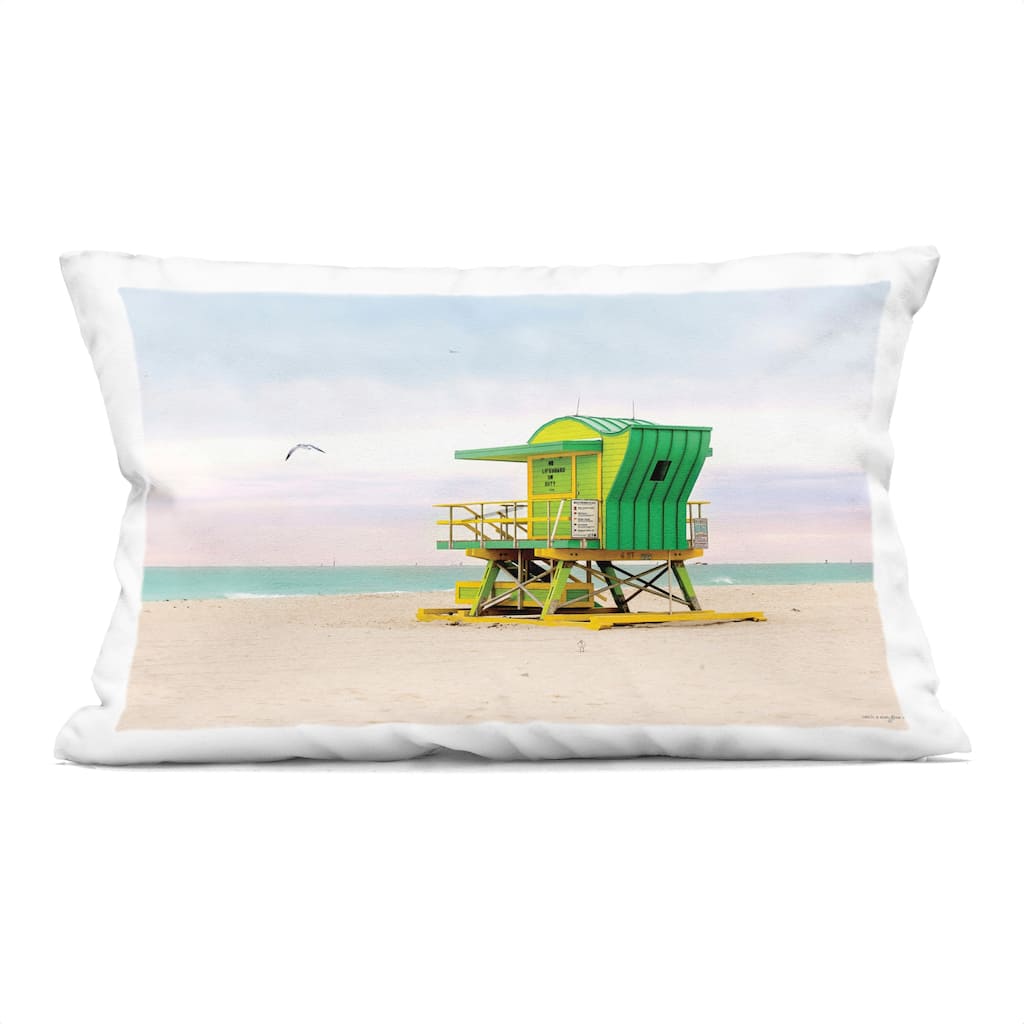 Stupell Lime Green Lifeguard Hut Decorative Printed Throw Pillow Design by Seven Trees Design