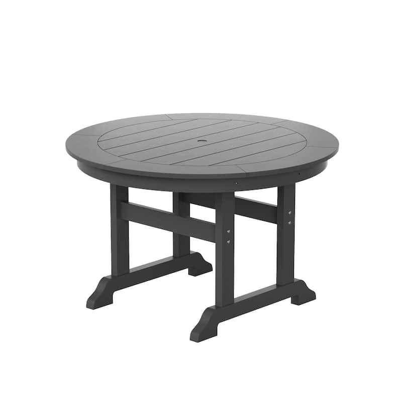 Laguna Hdpe All Weather Outdoor Patio 47" Round Dining Table - Gray