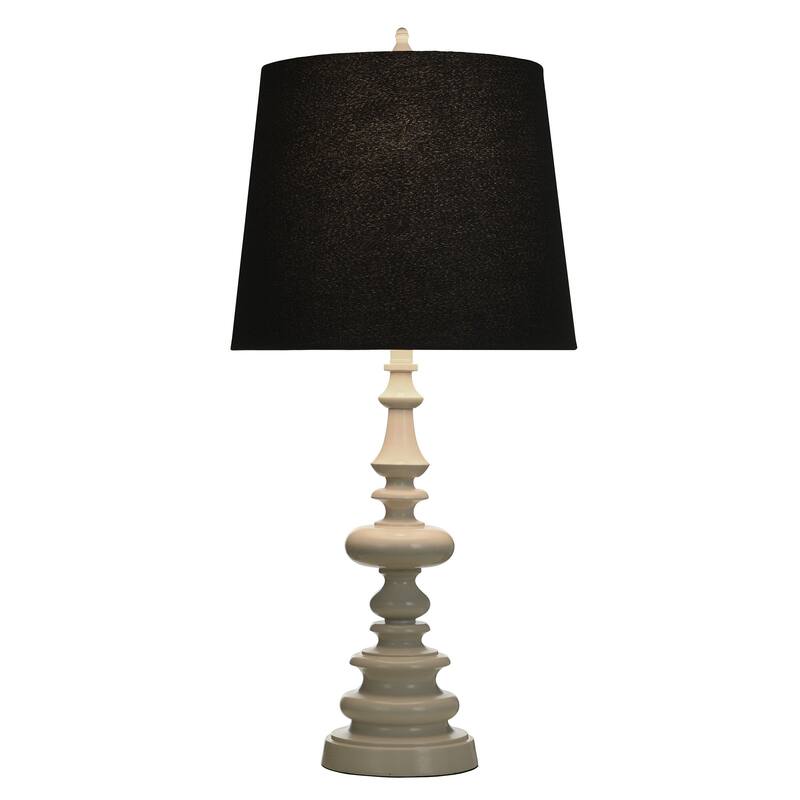 StyleCraft Poly Table Lamp - Cream Finish - Black Linen Shade