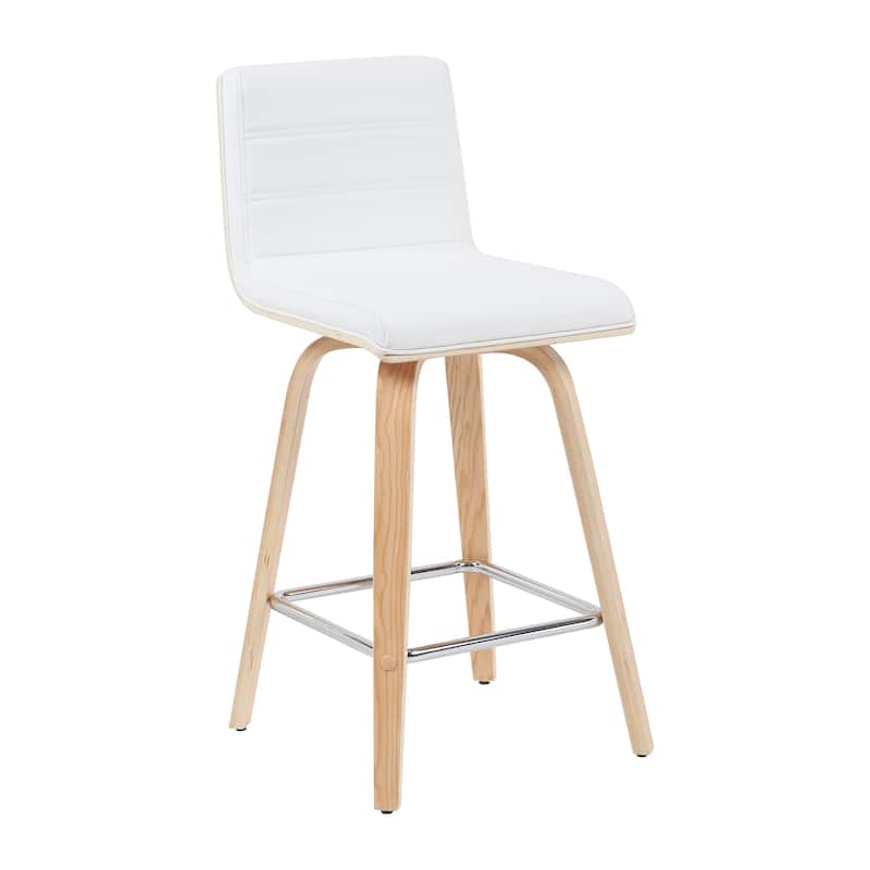 Skara Mid-Century Swivel Counter Stool, Upholstered Counter Height Chair with Bentwood Legs