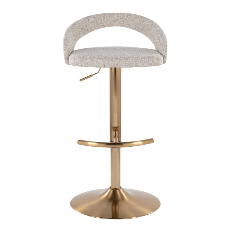 Grotto Upholstered Adjustable Barstool with Gold Metal - Set Of 3
