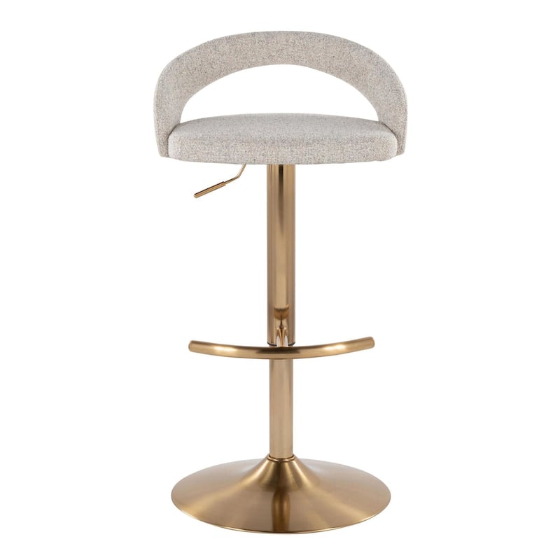 Grotto Upholstered Adjustable Barstool with Gold Base