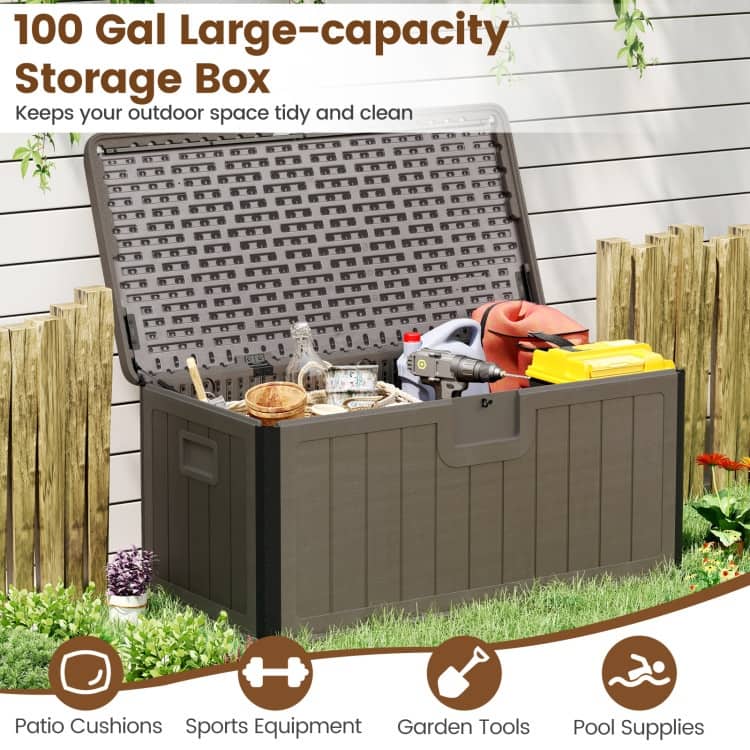 HDPE Outdoor Storage Deck Box with Aluminum Lid and Bench Top - 51" x 25" x 23"