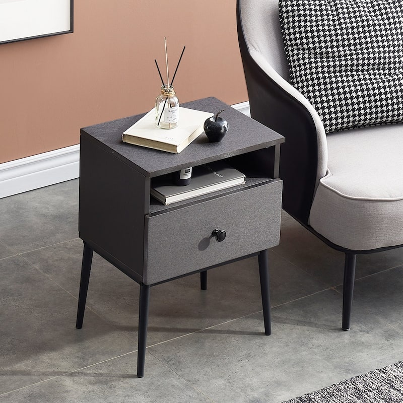 VECELO Modern 1-Drawer Wood Nightstand