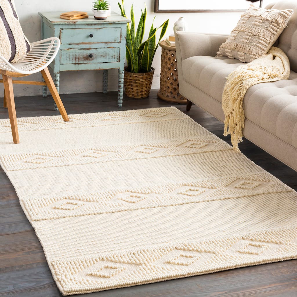 Samara Hand Woven Farmhouse Wool Area Rug