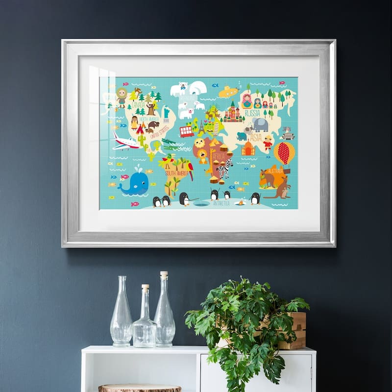 Children's World Map Premium Framed Print - Ready to Hang