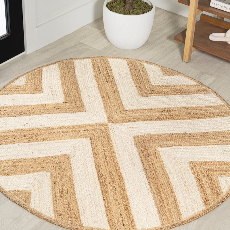 JONATHAN Y Petal Two-Tone Jute Hippy Circle Area Rug