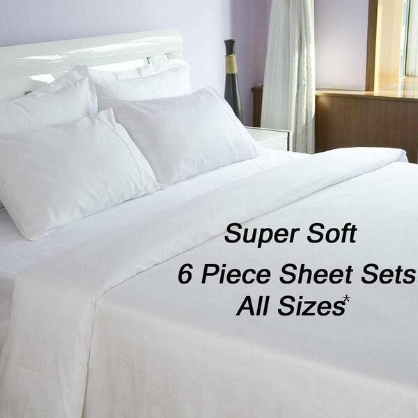 2100 Count 6 Piece Deep Pocket Comfort Soft Bed Sheet Cal King White
