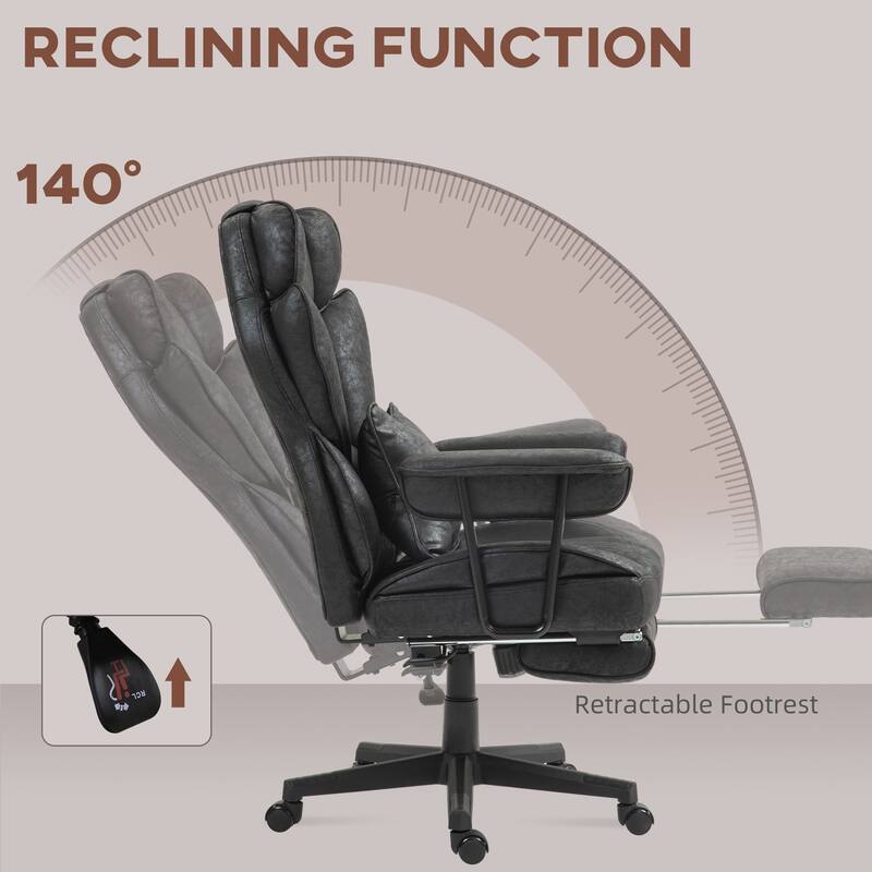 Big and Tall Executive Office Chair with Footrest, 400lbs Capacity, Adjustable Lumbar Support, Reclining Wide Seat, Black