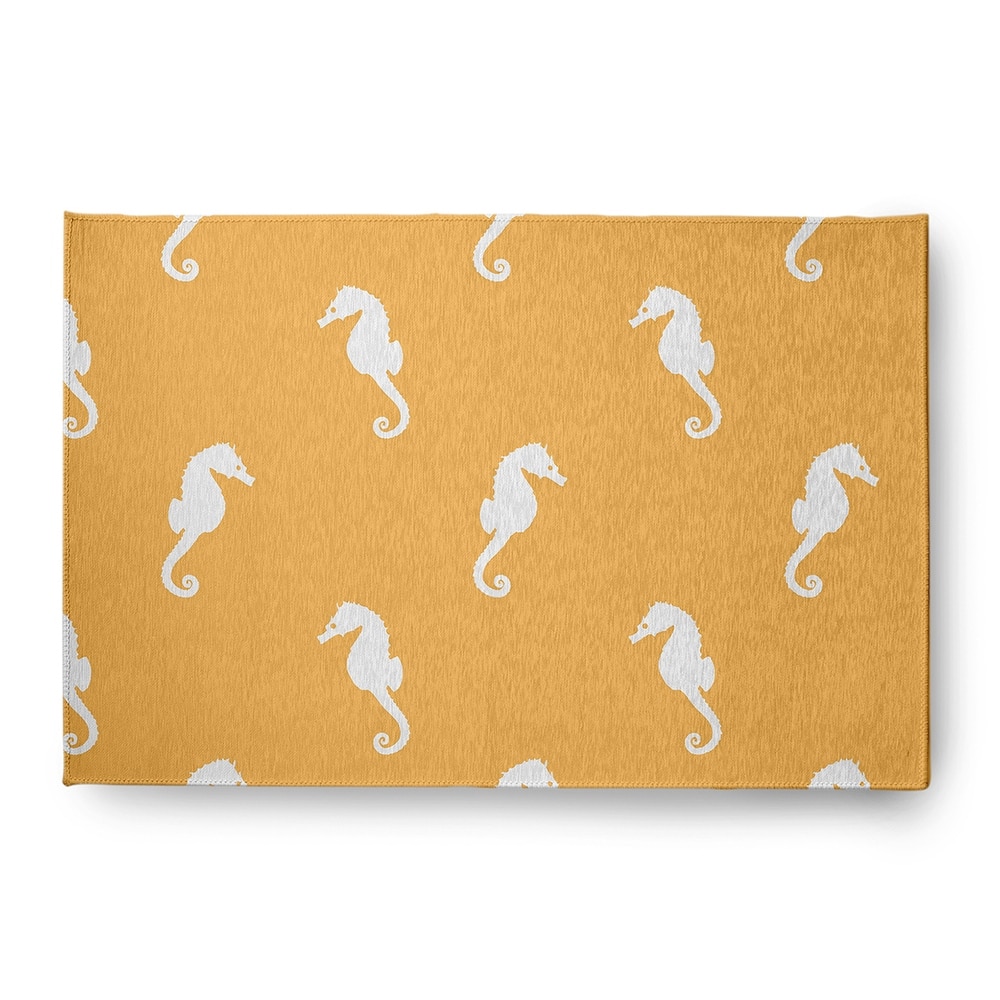 Sea Horses Beach Style Chenille Area Rug