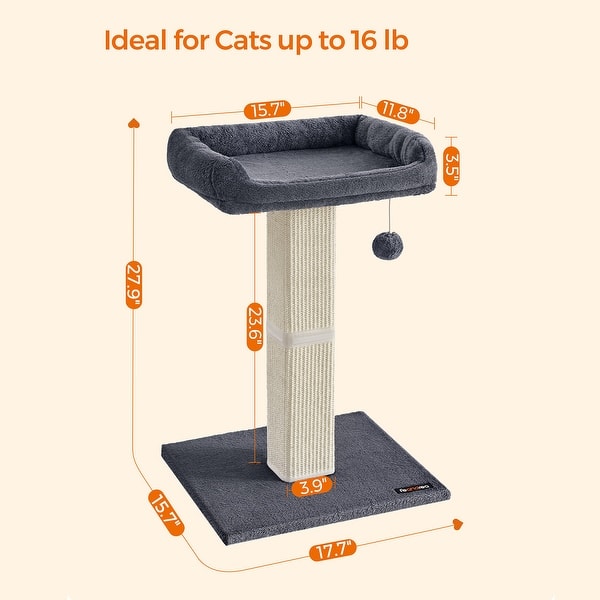 Cat Scratching Post, Cat Scratcher with Plush Perch, 27.9-Inch Tall Scratch  Post with Woven Sisal, Pompom - Bed Bath & Beyond - 38454739
