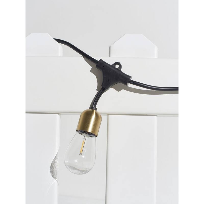 Brightech Ambience Glow 12-Light 28 ft. Outdoor Solar 1W 2700k LED S14 Hanging Edison Bulb String-Light