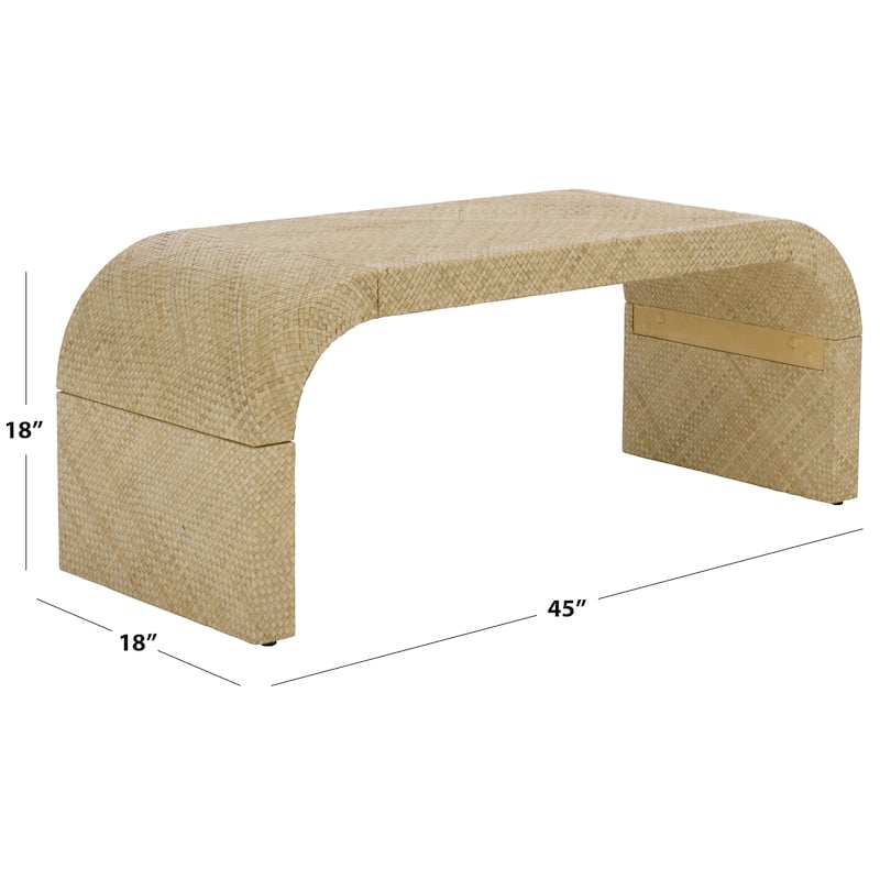 SAFAVIEH Home Pipat Curved Pandan Coffee Table, Fully Assembled - 18"W x 45"D x 18"H