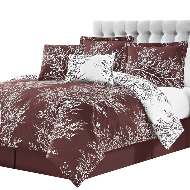 Elegant 6-Piece Reversible Foliage Comforter Set