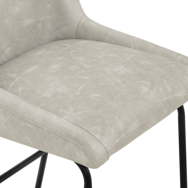 Counter Height Bar Stools with Metal Frame Upholstered Kitchen Island Stool in Faux Leather or Fabric