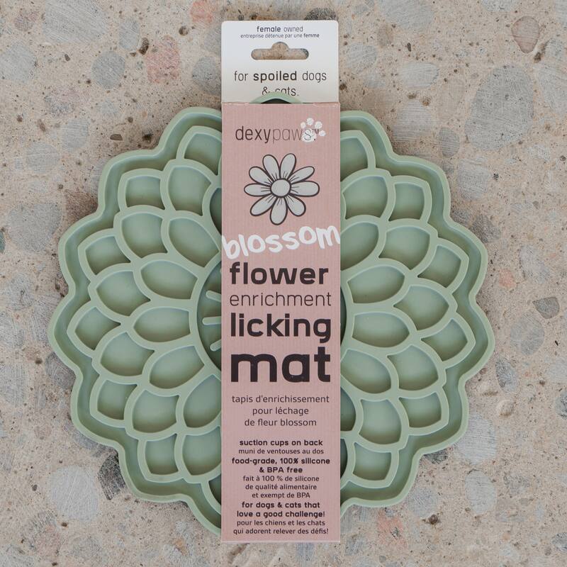 Dexypaws: Enrichment Lick Mat: Sage Green Blooming Blossom - Grooved Silicone - Sage Green