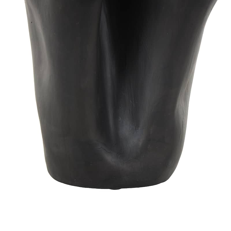 Ceramic Abstract Floral Inspired Vase with Wavy Folded Rim - White or Black - Roche River Decor