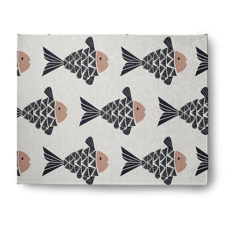 Fish Tales Nautical Indoor/Outdoor Rug - Mauve - 8' x 10'