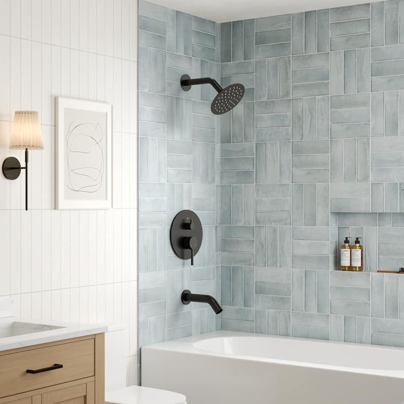 6" Dual-Function Tub and Shower Faucet Set, Modern Tub And Shower Trim Kit Valve Included