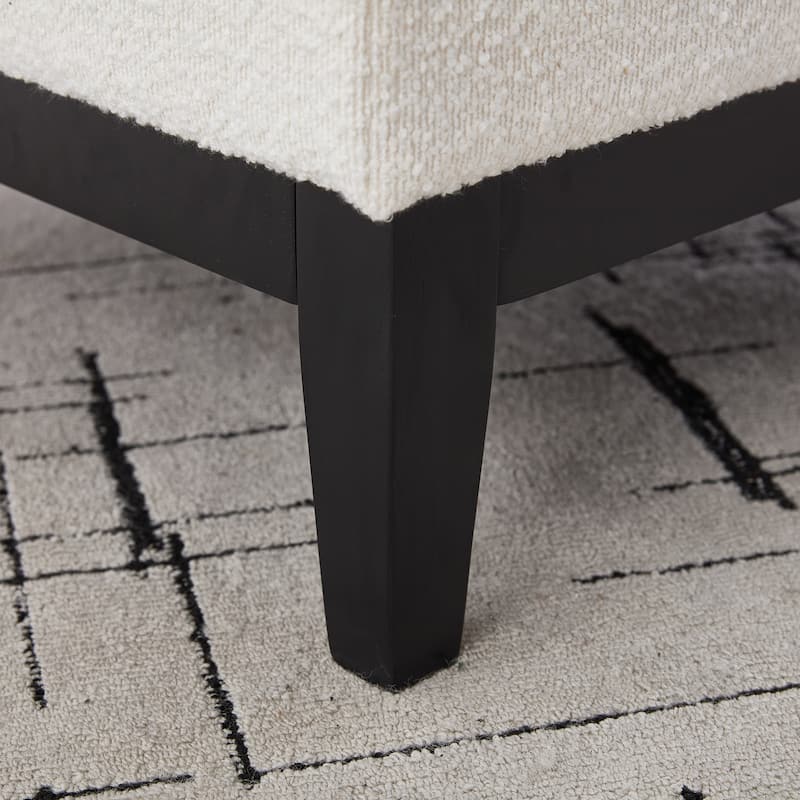 Roomfitters Storage Ottoman, Boucle Coffee Table Footstool with Reversible Lid and Wood Base for Living Room or Bedroom