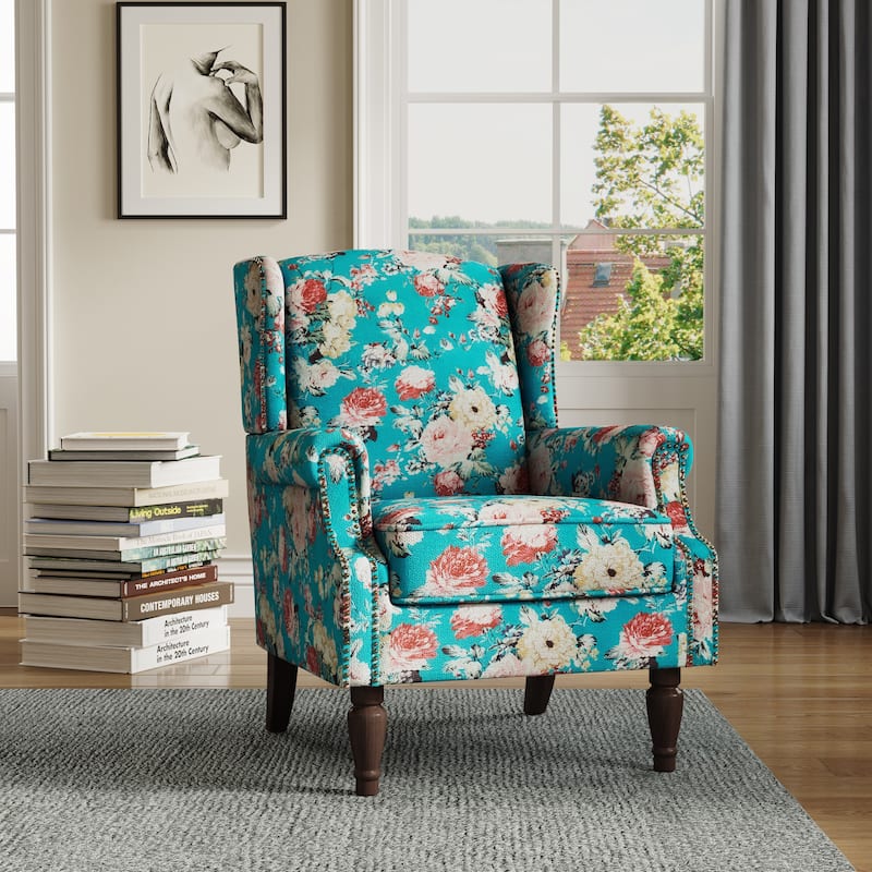Upholstered Accent Chair Nailhead Trim Arm Chair - Peacock Blue