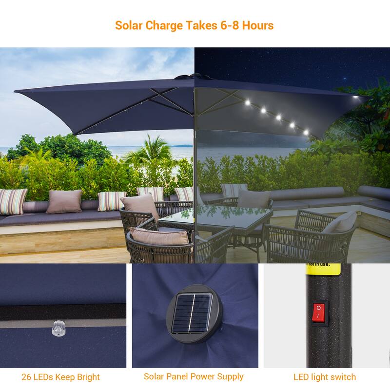 BONOSUKI LED 10 x 6.5ft Outdoor Umbrellas Patio Market Table Umbrellas