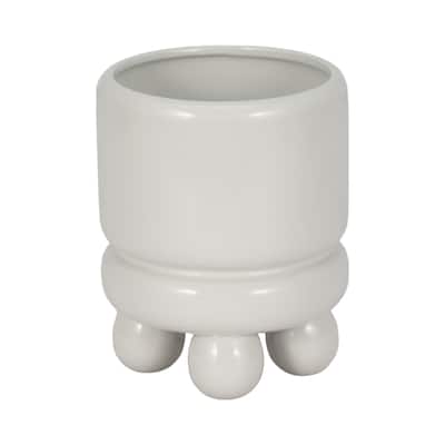 7" Knobby Footed Planter, White, , 7"H,