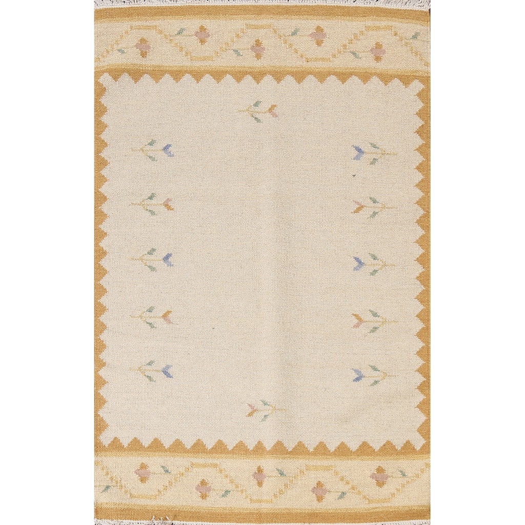 Tribal Kilim Oriental Wool Area Rug Flat-weave Home Decor Carpet - 4'0" x 5'11"