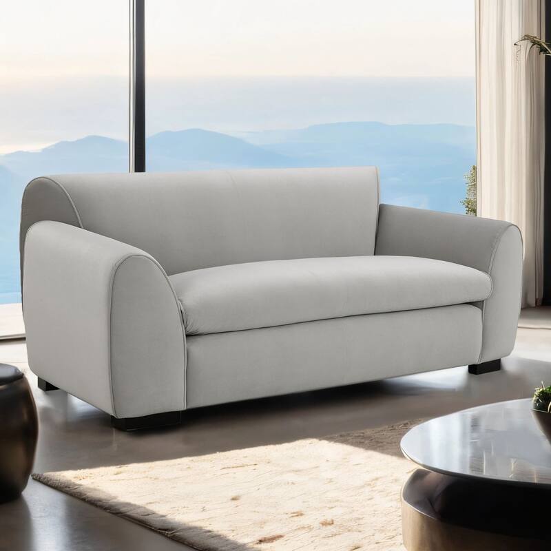 Furniture of America Corwin Modern Bench Style Loveseat with OEKO TEX Certified Fabric - Light Grey