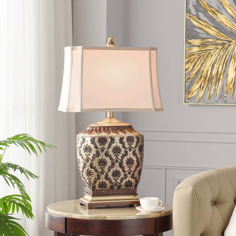 StyleCraft Jane Seymour Antique Platinum and Barbados Table Lamp - Beige Fabric Shade