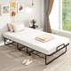 preview thumbnail 6 of 8, White Memory Foam Twin Folding Bed with Black Metal Frame and Wheels