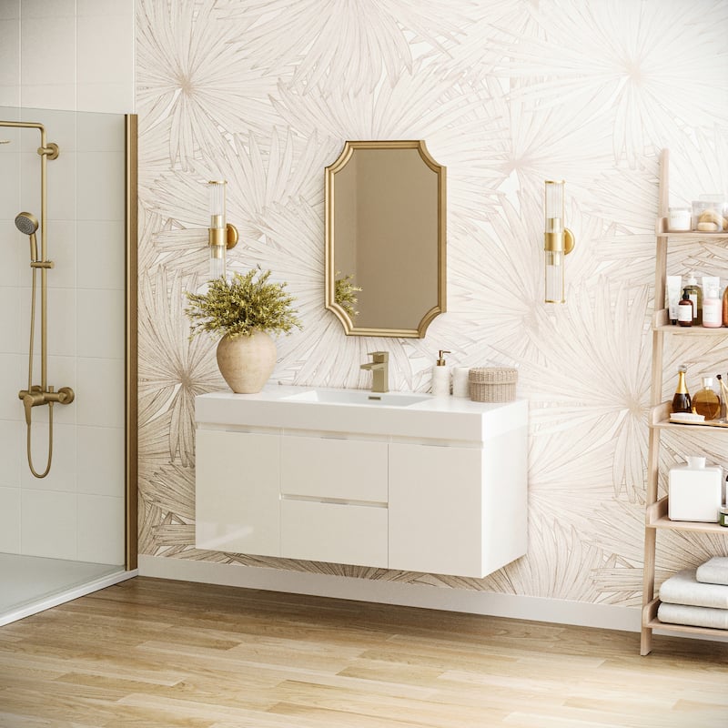 Fresca Senza 48" Wall Mounted / Floating Single Vanity Set with Wood