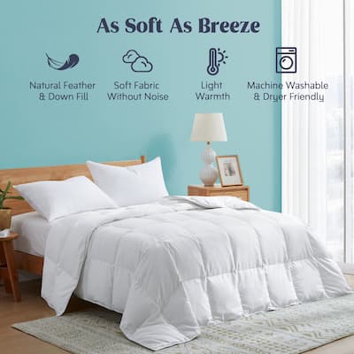 Lightweight & Year-round White Goose Down Duvet Comforter-White