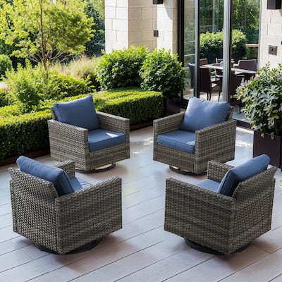 Pocassy Glider Chairs PE Wicker Swivel Chairs Set of 4