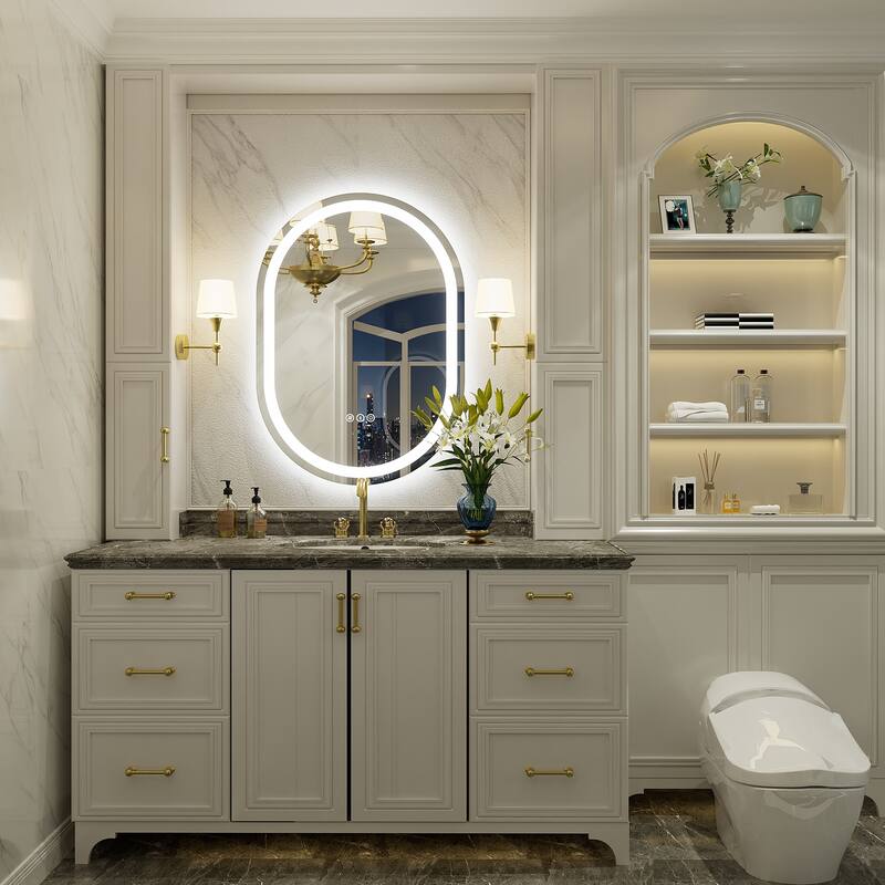 UL Certified Oval LED Lighted Anti-fog Wall Bathroom Vanity Mirror