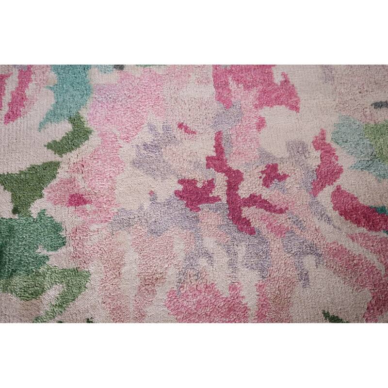 Floral Abstract Area Rug Handmade Wool & Silk Carpet - 6'7"x 9'7"