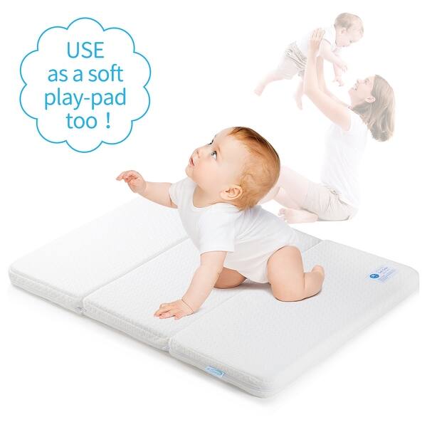 slide 7 of 8, Bi-Comfer Tri-Fold Memory Form Pack n Play Mattress Pad, Mini Crib & Portable Foldable Playard Mattress Memory Foam