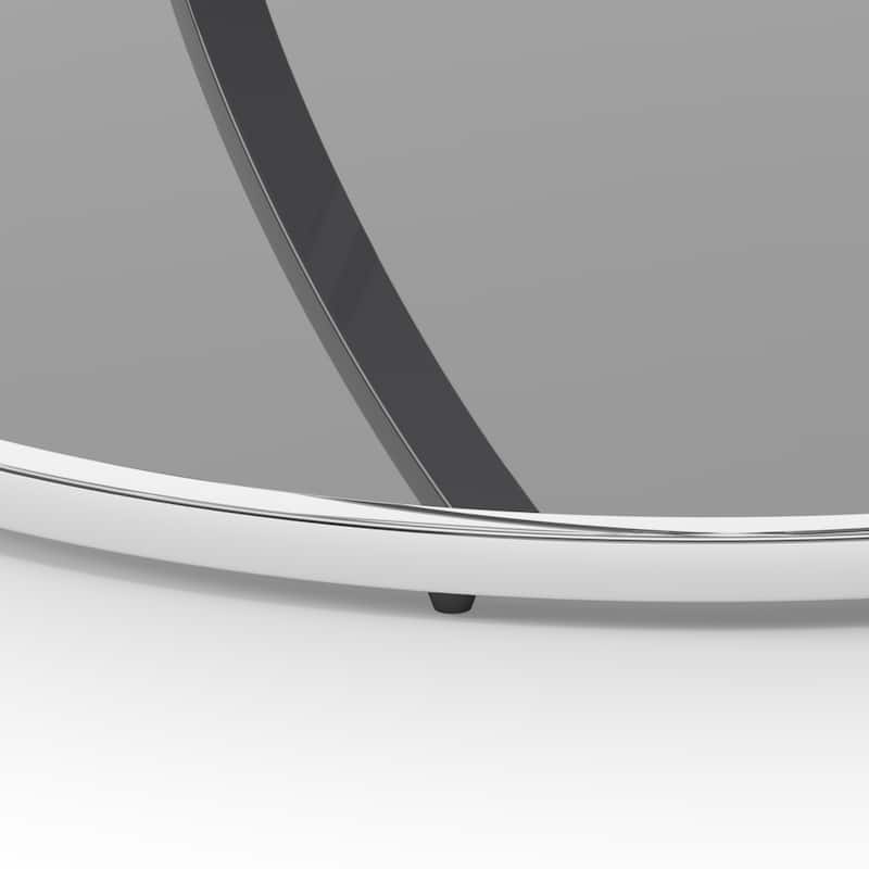 31.50"Modern Glass Coffee Table with 2 Tiers, Ring-Shaped Frames, Chrome Finish and Gray Tempered Glass, Round Coffee Table
