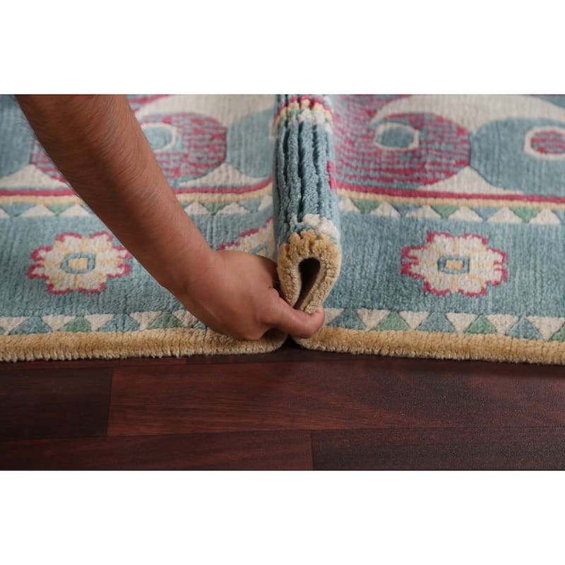 Vegetable Dye Nepalese Area Rug Hand-knotted Oriental Wool Carpet - 5'2" x 8'0"