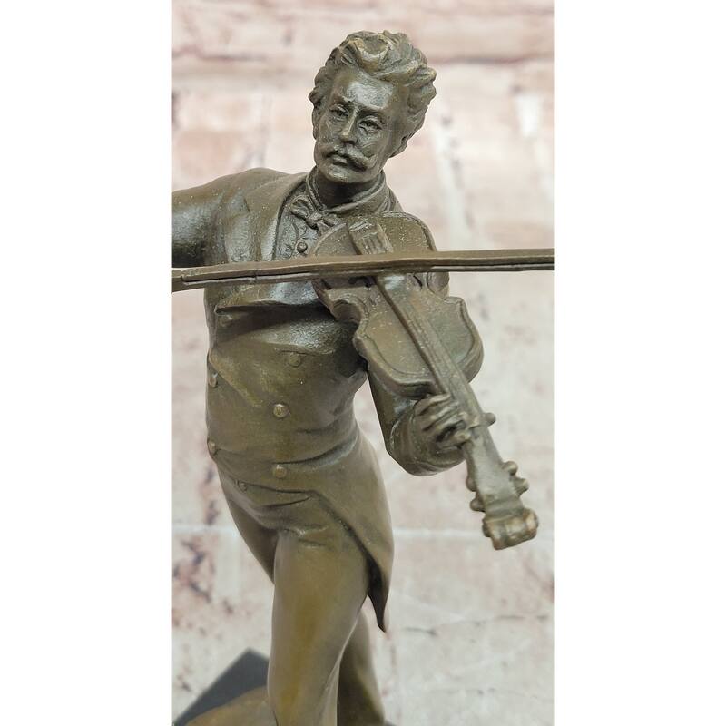 Bronze Sculpture Of Johann Strauss Playing The Violin Hot Cast Figurine Figure