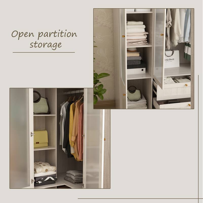 Combo Elegant Light Gray Wardrobe Modular Closet Configuration Armoire