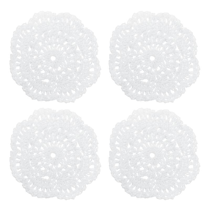 Crochet Doilies, 4Pcs 4" - Cotton Woven Round Fabric Coasters - 100mm