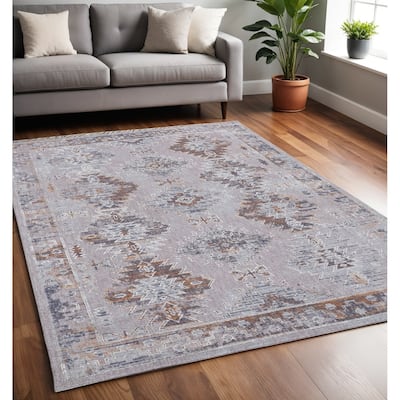 Xogiw Power Loomed Distressed Geometric Modern Stain Resistant Durable Area Rug By HomeRoots - 5' x 8'