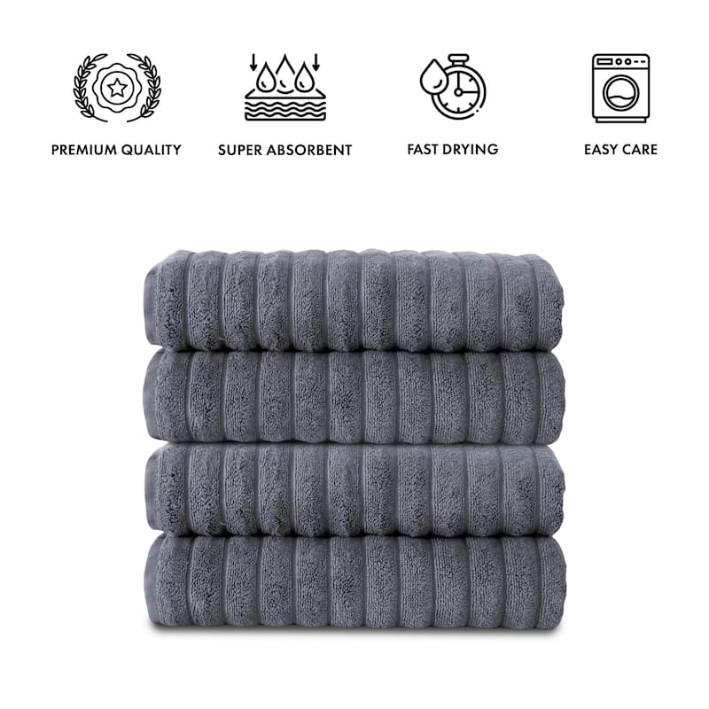 Brampton Turkish Cotton 4 Piece Bath Towels Set Heavyweight 27x54"