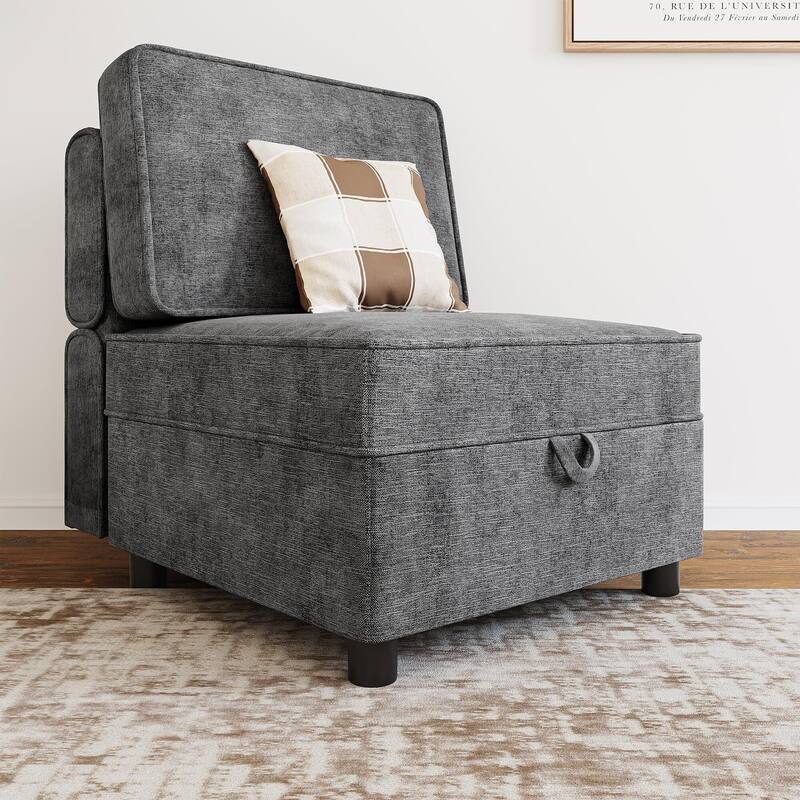 113.4" ChenillChenille Single Seatere Reversible Sectional Sofa