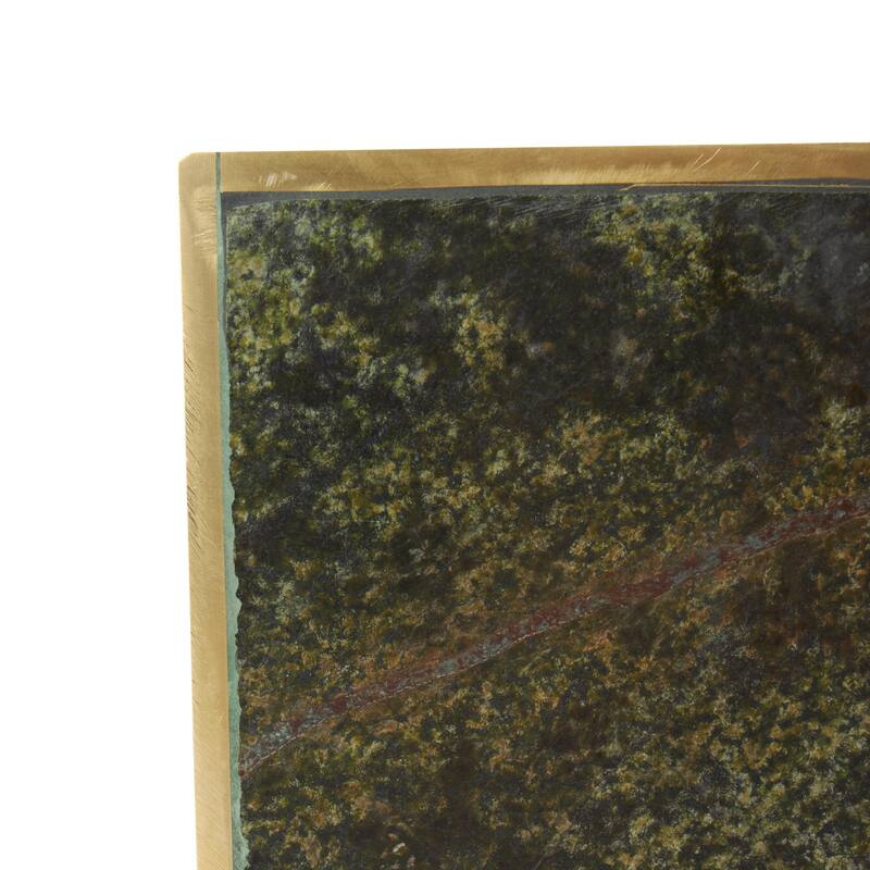 Marble Curved Rectangular Decorative Bookends with Gold Accents - Set of 2 Green - Roche River Decor