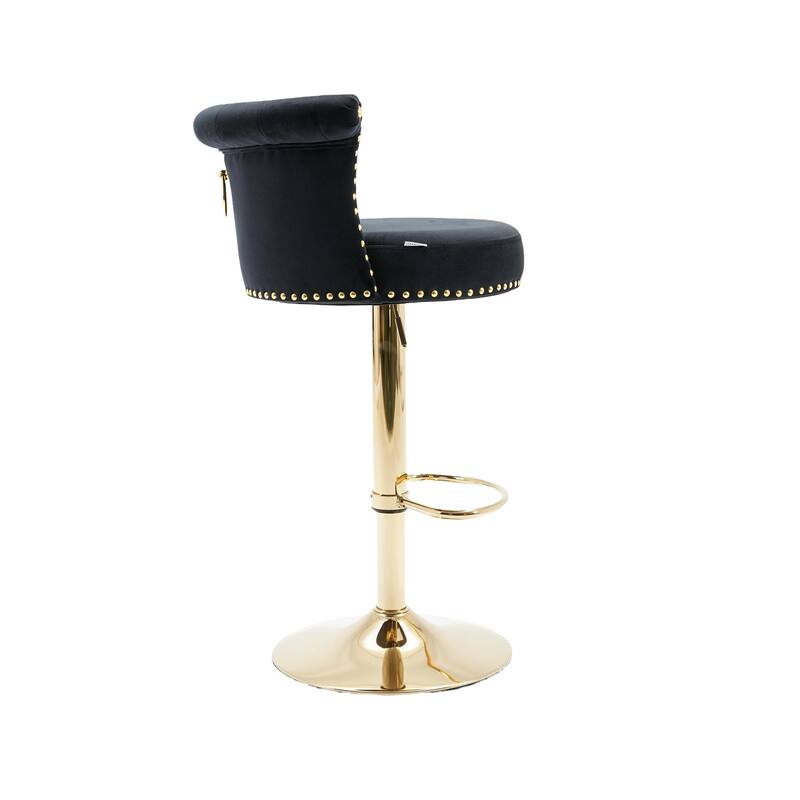 Swivel Bar Stools Set of 2 Adjustable Counter Height Chairs - Black
