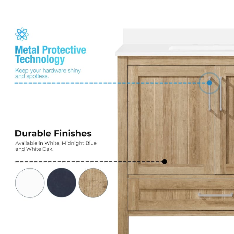 Ove Decors Kansas 36 in. Single Sink Bathroom Vanity in White Oak